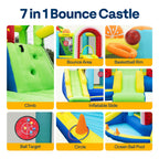 VIVOHOME 7 in 1 Bounce House for Kids, Fruit Theme Inflatable Bouncy Castle with Slide, 12x12 FT Inflated Bouncer for Outdoor with Blower, Basketball, Climb, Jump Area, Ball, Water Pool, Hoop