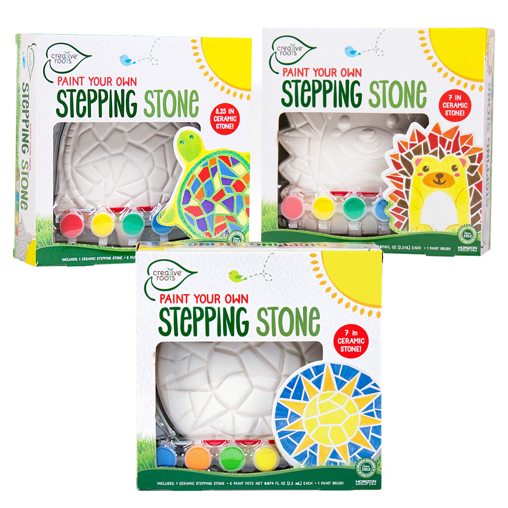 Creative Roots Paint Your Own #1 Dad Stepping Stone, Paintable Ceramic 7 in. Stone, Includes 6 Acrylic Paints & Paintbrush, Great Arts and Crafts for Kids Ages 8-12, Father's Day Gift