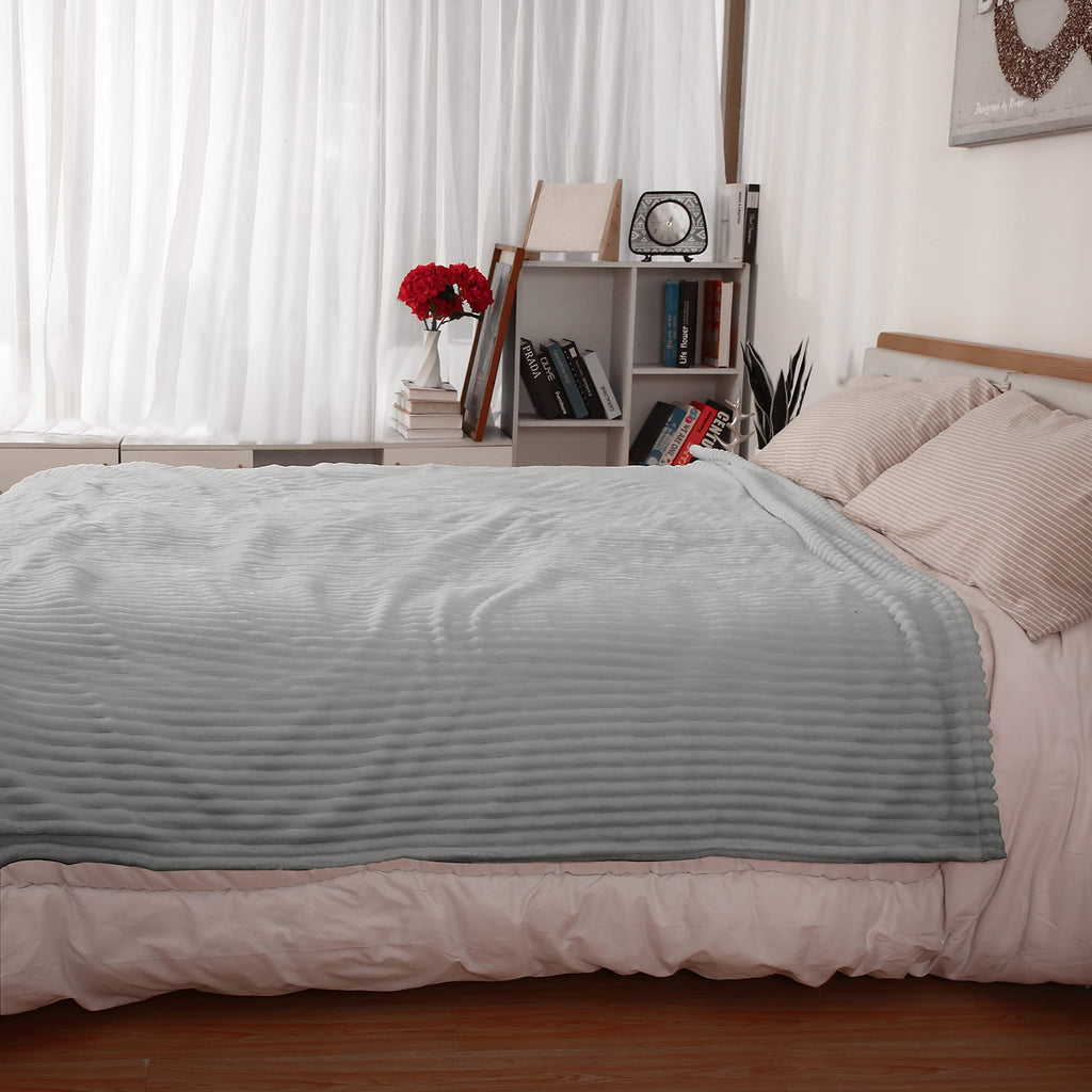 Couverture chauffante électrique DUODUO 72"x84" en polaire corail chaude avec 4 réglages de chaleur et arrêt automatique de 10 heures Protection contre la surchauffe - Gris 