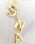 DIOWUS Bubble Letter Halskette für Frauen, zarte Ballon-Initial-Halsketten 18k vergoldete Kette Anhänger Alphabet Halsketten für Freundin Charm Einfaches Geschenk Schmuck (A)