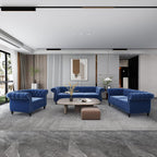 QHITTY 3 Piece Living Room Set, Sectional Chesterfield Sofa Chair Contemporary Upholstered Leather Loveseat Couch Sets for Living Room, Bedroom, Office