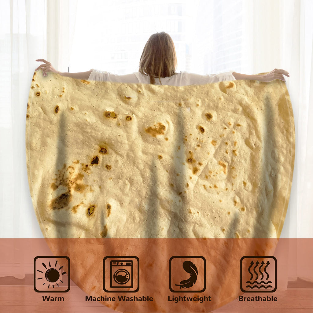 moonysweet Tortilla Blanket for Adult and Kids Double Sided Novelty Food Blanket Adult Size Funny Realistic Throw Blanket Fuzzy Fleece Blanket Flannel Teens Boys and Girls 60 inches