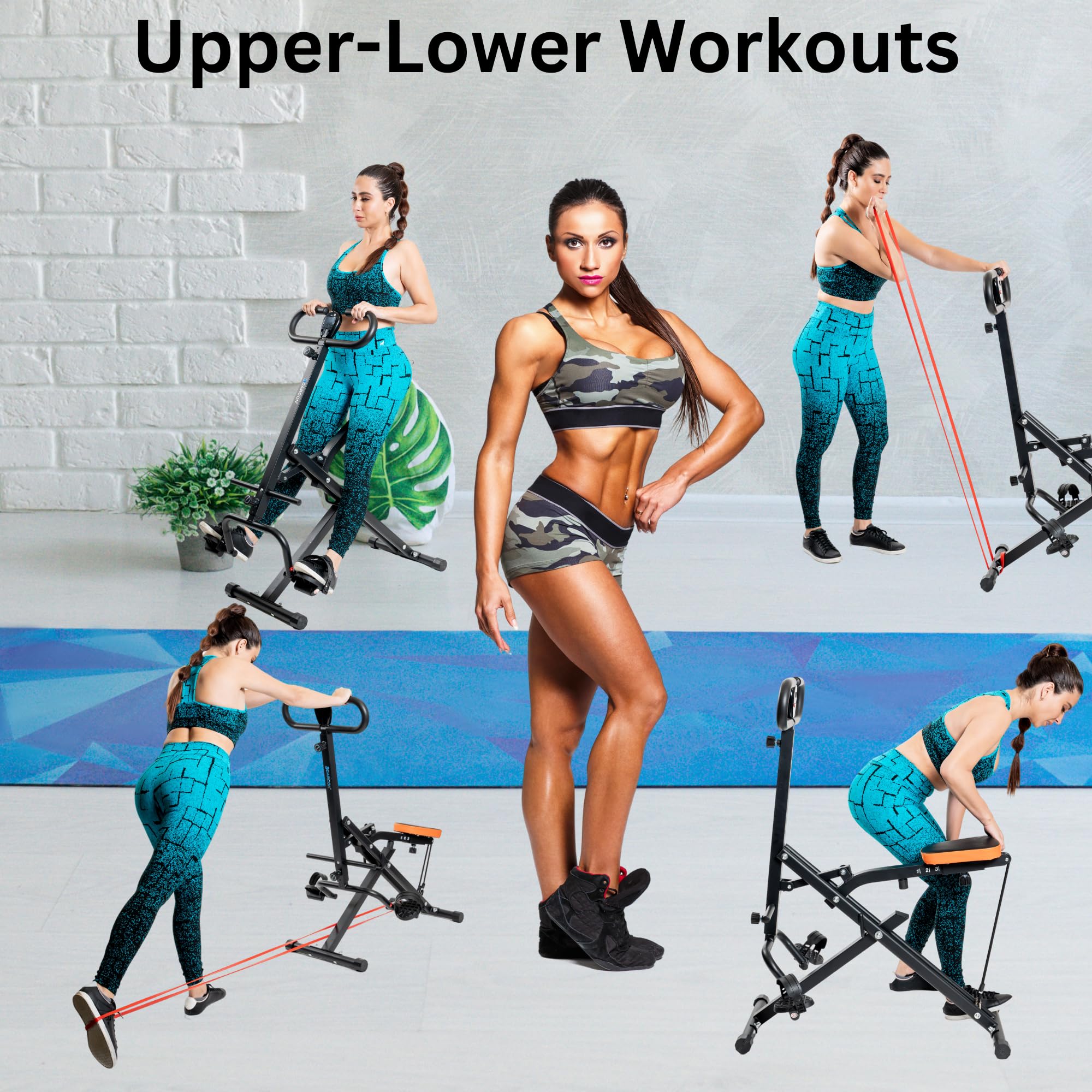 DARCON Squat Machine Exercise Equipment - Ab Rowing Machine for Home Workouts - Power Rider Row for Glutes, Legs and Full Body Workouts for Women and Men