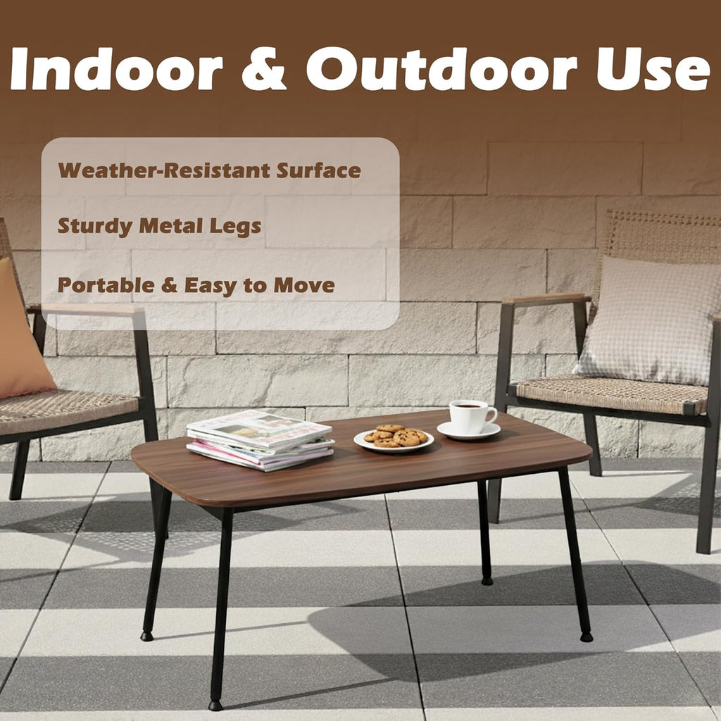 Folding Coffee Table, Portable Floor Table for Sitting on The Floor, Midcentury Modern Coffee Table, Foldable Floor Table for Living Room, 32''L x 16''W x 15''H, Walnut