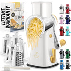 Zulay Rotary Cheese Grater 3 Blade Cheese Shredder - Manual Hand Crank Cheese Grater With Reinforced Suction & 3 Interchangeable Drums - Easy to Use Vegetable Chopper - Black