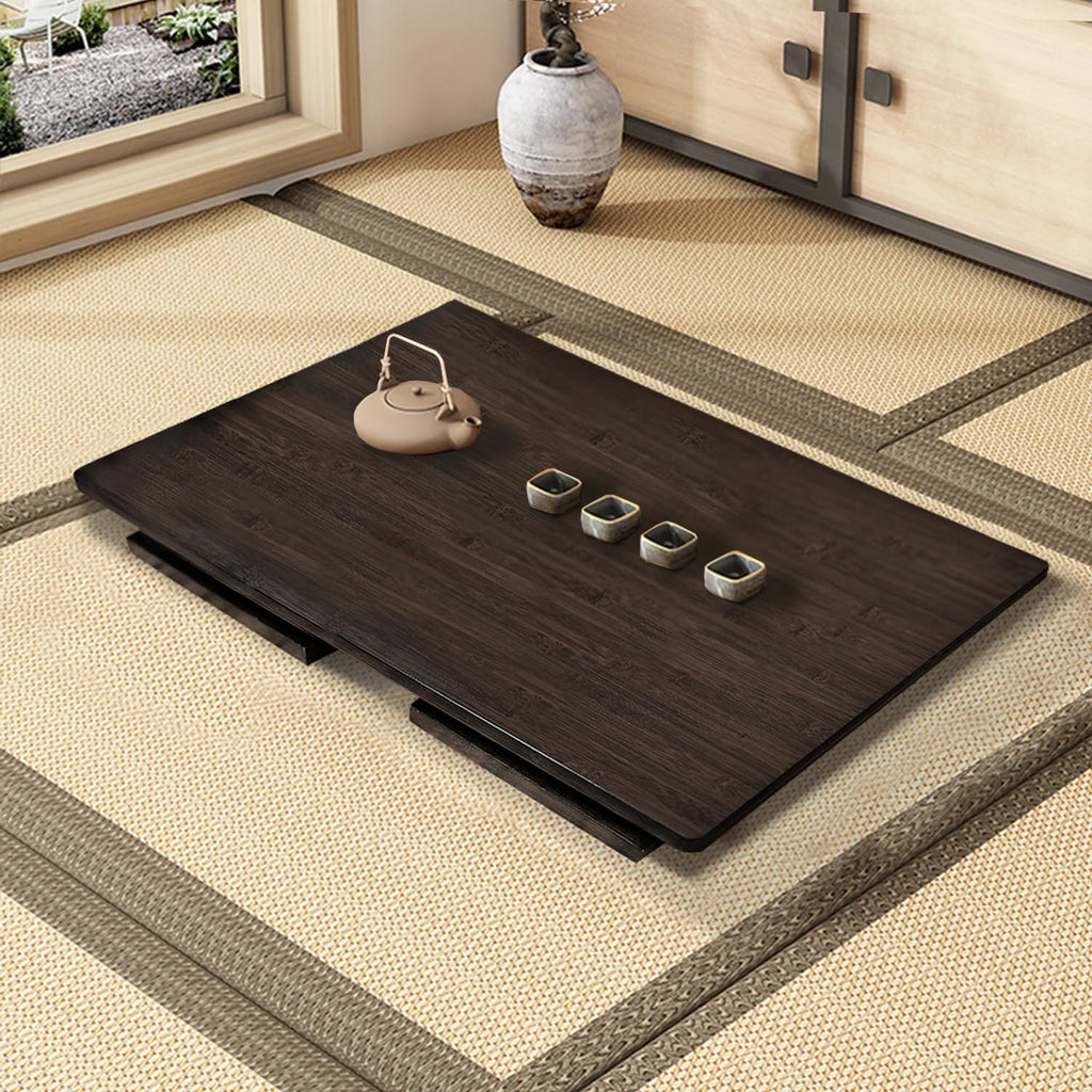 Japanese Folding Floor Table Foldable Coffee Tables Wood Low Tables Versatile for Sitting Dining Table Tea Tatami Desk No Assembly Unique (31.5 * 19.7 * 11.8 inch)