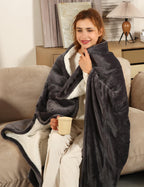 Coperta Elettrica Riscaldata Plaid con 5 Livelli di Riscaldamento e Spegnimento Automatico dopo 4 Ore, Plaid Riscaldato 50"x60" con Certificazione ETL e FCC per Casa e Ufficio, Lavabile in Lavatrice, Grigio Scuro