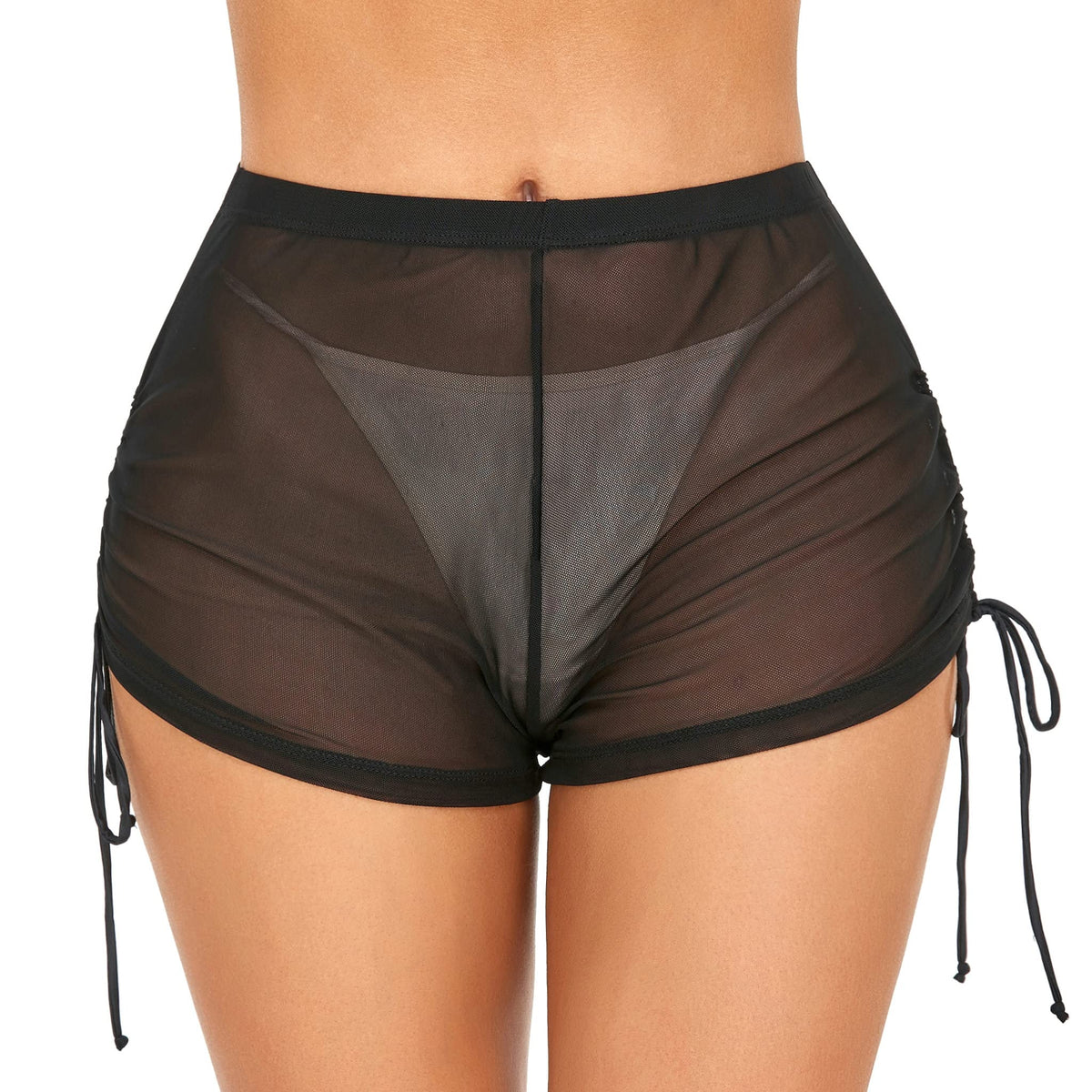 Bas de bikini SHERRYLO pour femmes Short de bain transparent Short de natation pour femmes Noir Maillot de bain en maille transparente Bas de maillot de bain Trunk