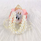 Abbie Home Decent Wrist Corsage for Prom Party Wedding Ball Event Silk Rose Rhinestone Hand Flower Classic Pearl Bracelet (Pink Blush)