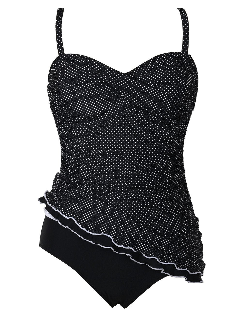 Hilor Women's One Piece Swimsuits Tummy Control Swimwear Ruffle Swimdress with Panty Polka Dot 8