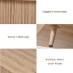 Square Coffee Table for Living Room, 35” Lift Top Coffee Table with Storage, Fluted Coffee Tables with Lifting Top, Mid Century Modern Center Tea Table for Home Office, Studio, Natural Oak