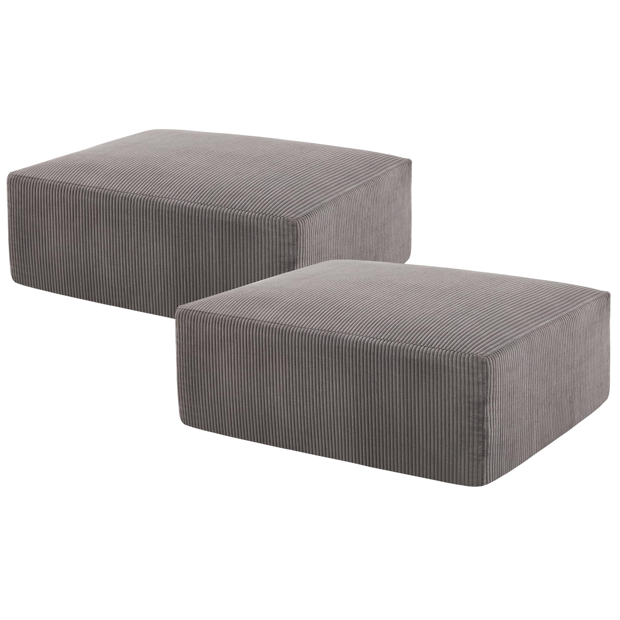 Sectional Cloud Boneless Sofa Couches for Living Room-113'' Beige 3 Seater U-Shaped Modern Lounge Couch-No Assembly Modular Corduroy Convertible Sponge Sleeper Sofas with Chaise for Home House