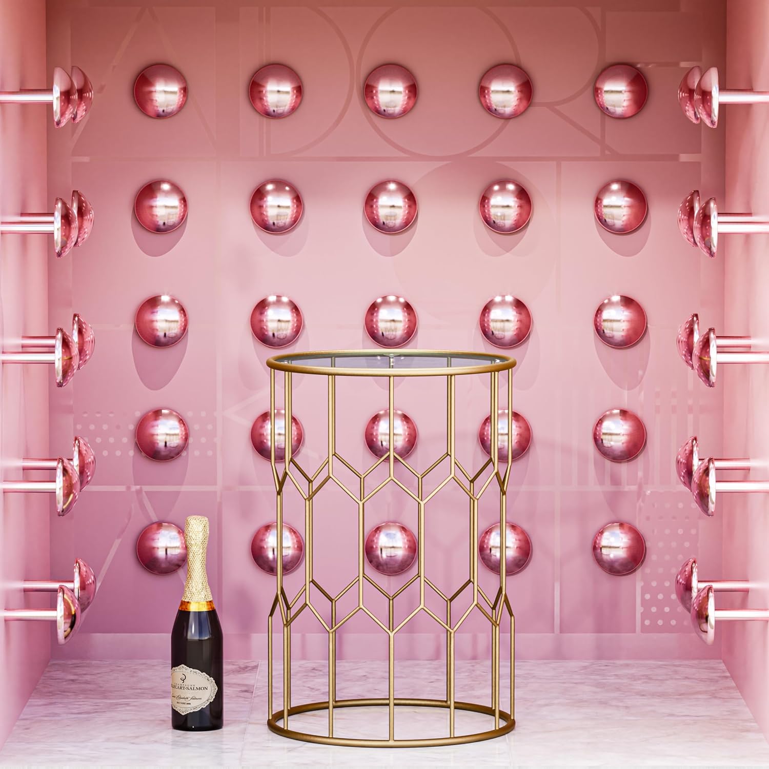 Harper Accent Side Table with Stylish Gold Frame, Round 16" Glass Top, Brushed MetalBase, Modern Metal SideTable or EndTable for Living Room, BedsideTable in Bedroom, Fully Assembled