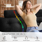 Kilehovedgærde Pude - Seng Kilepude til Hovedgærde Trekantet Hovedgærde Pude med Nakkestøtte Pude-Stor Pøllepude til Sidde i Seng Rygstøtte Positioneringsstøtte (Sort, 76x8x20 Tommer)