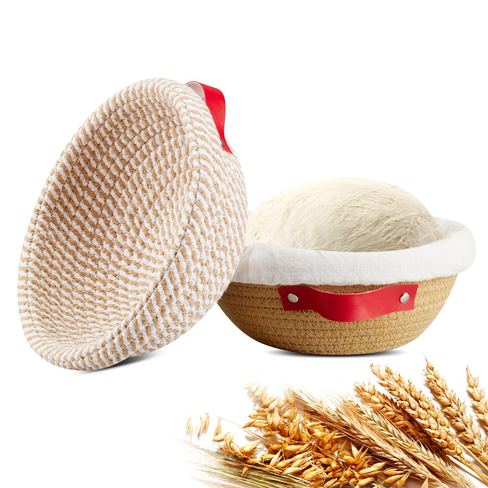 Banneton Bread Proofing Basket Banneton Basket Set Sourdough Proofing Basket Round Proofing Bowls Handmade Rattan Baskets and Liners (Round of 1 Gift Set)