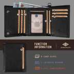 Portefeuille pour homme skneephate avec chaîne, portefeuille trifold crâne pour hommes, chaînes de portefeuille en cuir souple, idée cadeau cool pour hommes (noir)