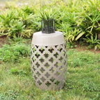 Vipush Outdoor Lace Cut Iron Side Table,Patio Garden Stool Coffee End Table Nightstand for Small Spaces,Living Room,Front Porch,Poolside,Brown