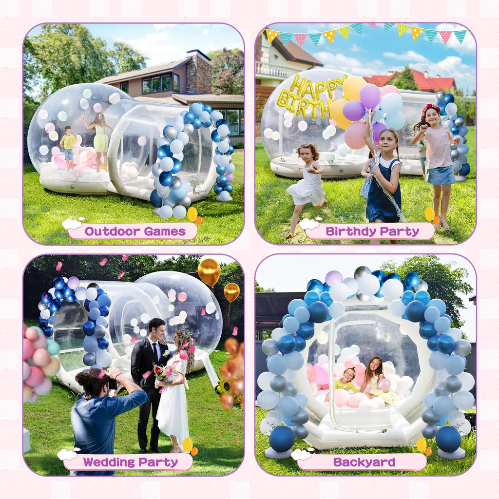 13ft aufblasbares Bubble-Haus für Kinder mit Trampolin, klarer aufblasbarer Bubble-Dom-Zelt mit Gebläse & Pumpe, wasserdichtes Garten-Zelt aus PVC in Gewerbequalität mit 7ft Tunnel, Camping, Party, gewerbliche Nutzung
