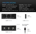 AC Infinity AIRPLATE T9, Quiet Cooling Fan System 18" with Thermostat Control, for Home Theater AV Cabinets