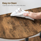 End Tables Set of 2, 23.6" Half Round Coffee Tables, Half Moon Table, 2-Tier Nightstands with Open Shelves, Entryway Table for Living Room, Bedroom, Rustic Brown KF02BR