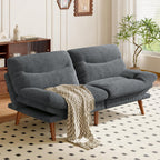 AMADA HOMEFURNISHING ,75″ Convertible Futon Sofa Bed,Loveseat with Adjustable Backrest & Armrests,Folding Futon Sleeper Recliner for Apartment, Living Room or Office, Corduroy Fabric,Grey