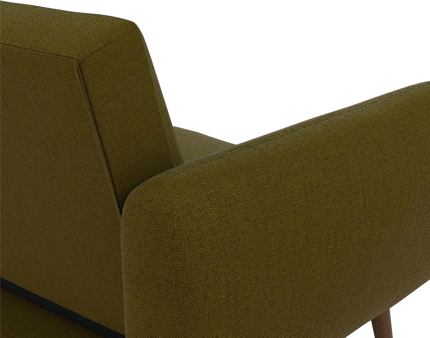 Novogratz Brittany 82 Inch Futon Sofa Bed in Faux Leather, Upholstered Couch Sleeper with Tufted Back, Mid-Century Modern Design, Green