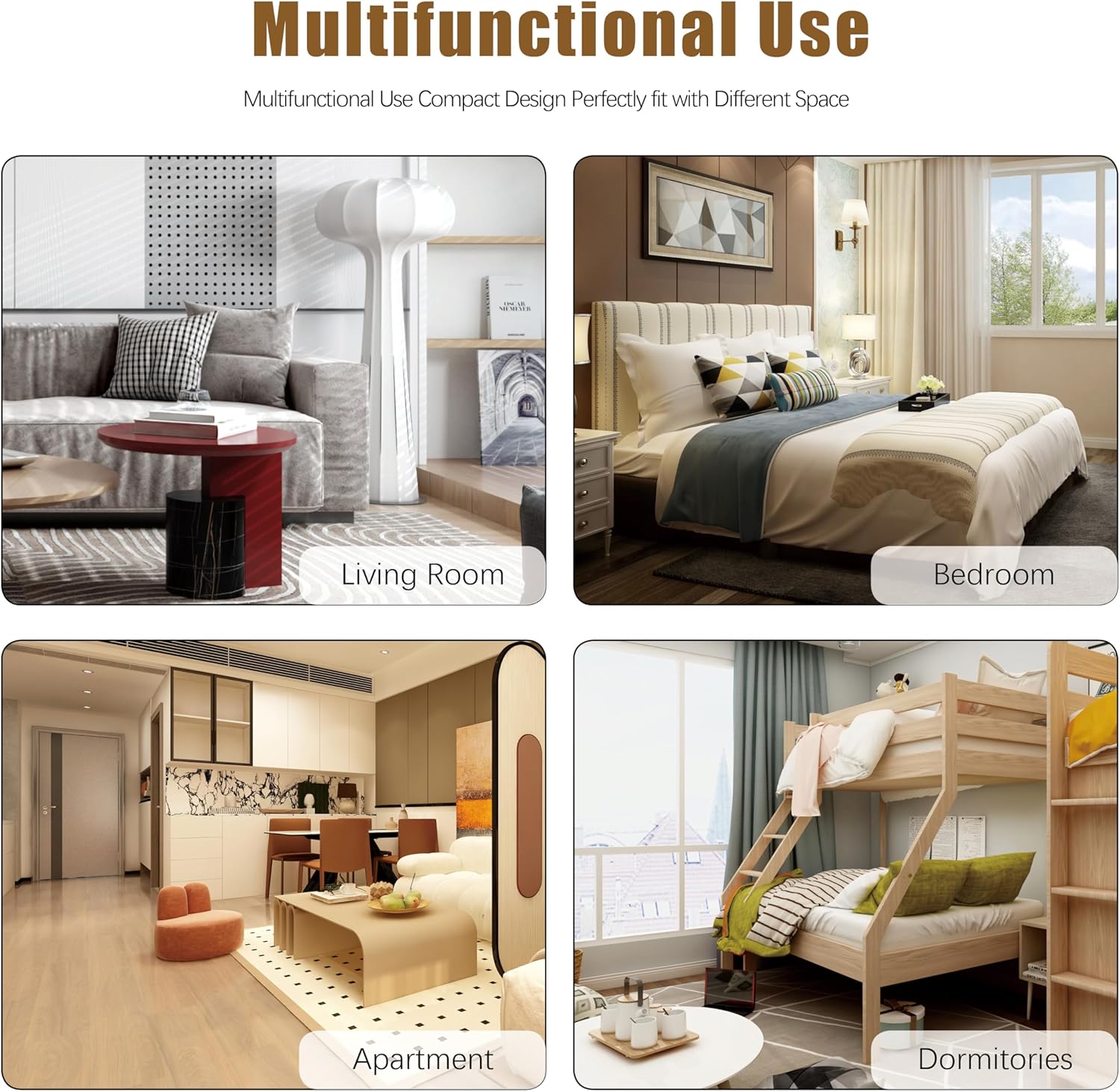 31.5" Round Coffee Table for Living Room, LED Modern Living Room Table with Storage, Square Acrylic Coffee Tables with 2 Sliding Drawers, Wood Center Table for Reception Dinning Room, White