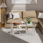 Acrylic Coffee Table, 2-Tier Living Room Table with Storage, Center Table Mid-Modern Century for Living Room, Easy to Assemble (Clear, 37.8“×23.6“×15.7”)