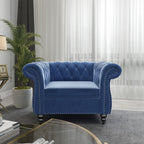 Chesterfield Sofa Velvet, Modern Tufted Couch 3 Seater with Rolled Arms and Nailhead for Living Room, Bedroom, Office, Apartment (Mango)