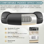 Leather Office Chair, PU Home Computer Desk Chairs with Ergonomic Back Support, 360°Swivel Free，Small Gaming Chair with Wheels and Adjustable Armrests, for Short People Use, Black