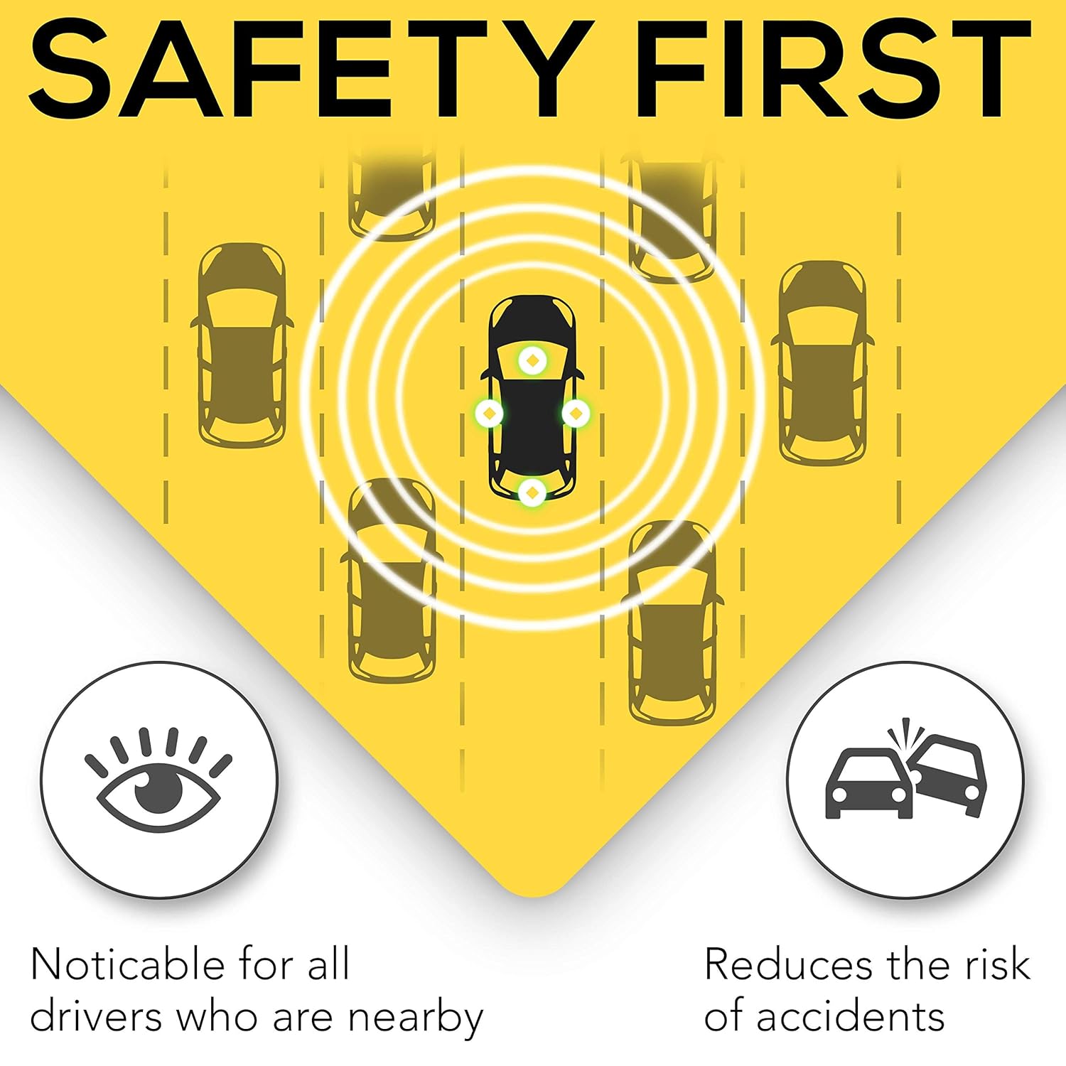 Baby On Board Signs, Car Essentials - Baby On Board Sticker - 2 Pack, 5" by 5" - Bright Yellow and See-Through When Reversing - Best Safety Signs - Non Magnet - Durable Strong Adhesive