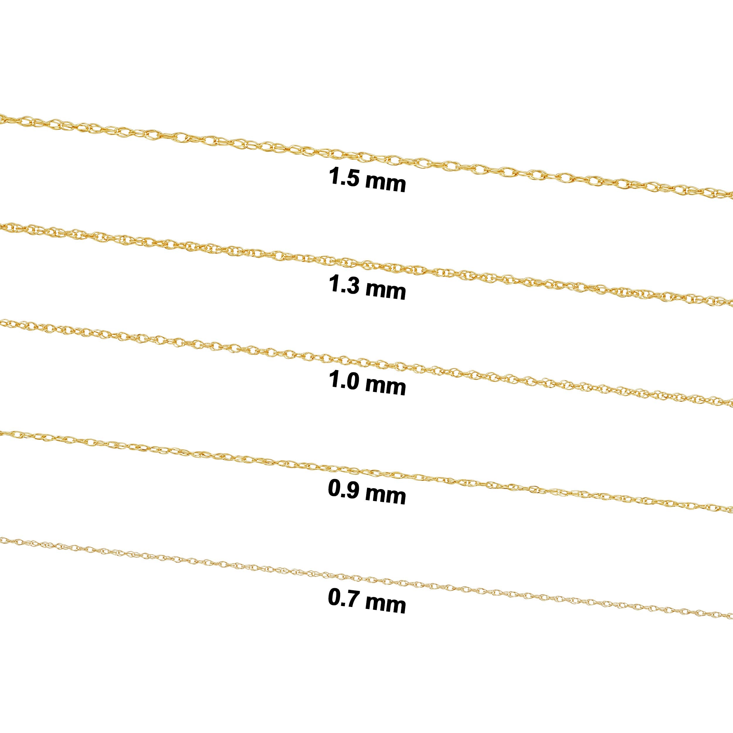 Kooljewelry 14k Yellow Gold Rope Chain Pendant Necklace (0.7 mm, 14 inch)