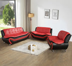 3 Piece Living Room Couch Set, Faux Leather Sofa Set, Modern Sofa Couch Set Living Room Furniture (Sofa+Loveseat+Chair, Black)