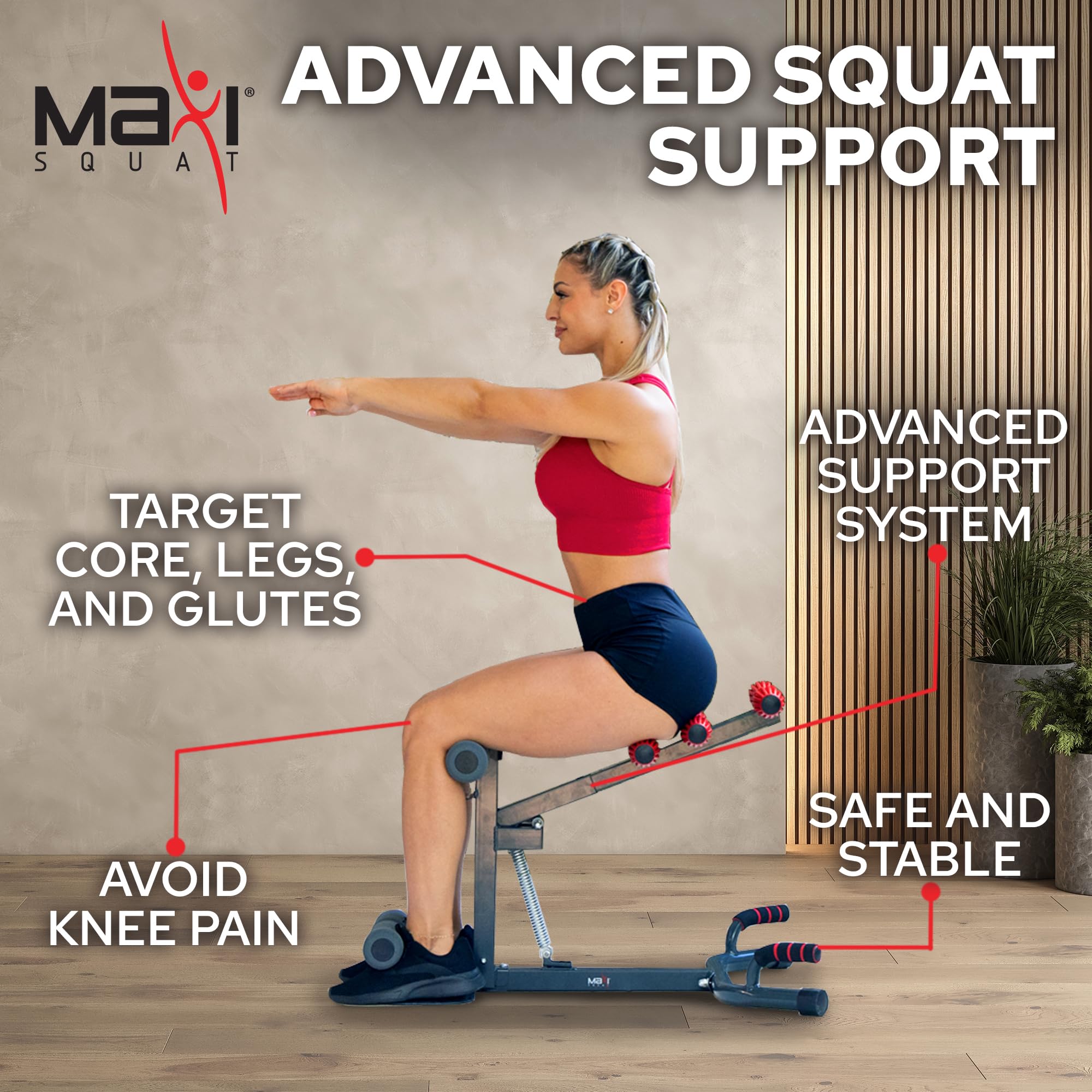 MaxiClimber Maxi Machine à Squats - Conception Brevetée Ciblant les Fessiers, Quadriceps, Ischio-jambiers, Tronc et Abdominaux pour des Exercices à Faible Impact du Bas du Corps