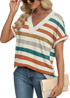 WIHOLL Womens Summer Tops Short Dolman Sleeve Shirts 2025 Fashion V Neck Outfits Clothes