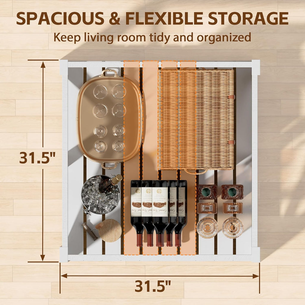 JUMMICO Square Coffee Table with Dual Storage Compartments, Modern Wood Cocktail Table for Living Room, Farmhouse Lounge & Office Reception (Gray & White)