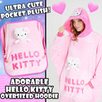 Hello Kitty Women Blanket Hoodie with Attached Plush Loungewear - Gifts for Her
