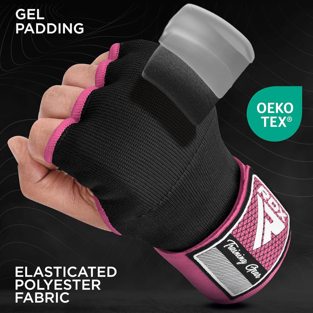 RDX Gel Boxing Hand Wraps Inner Gloves Men Women, Quick 100cm Long Wrist Straps, Elasticated Padded Fist Under Mitts Protection, Muay Thai MMA Kickboxing Martial Arts Punching Training Bandages