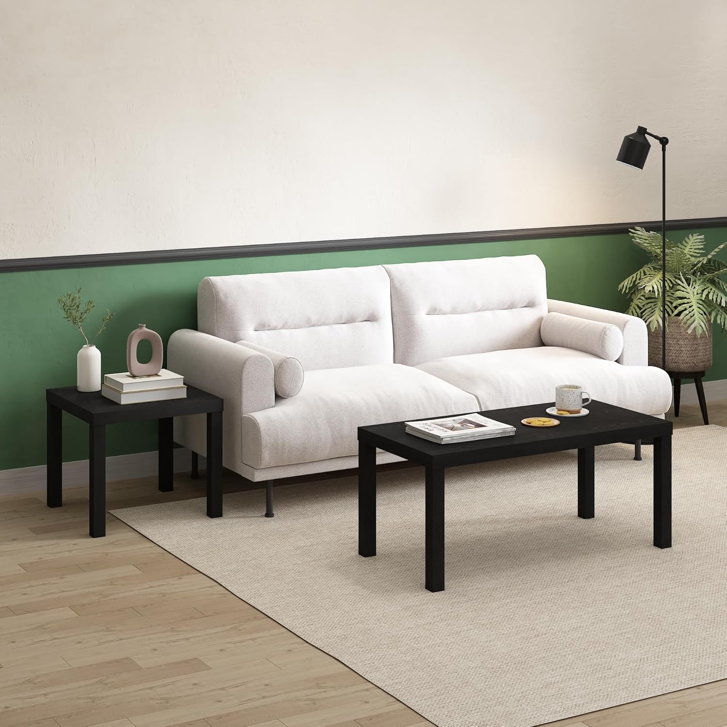 Furinno Classic Homey Square Parsons Side End Table, 1-Pack, Black