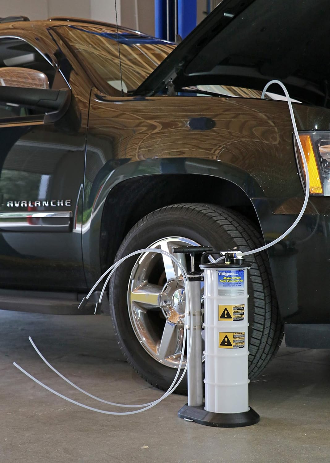 Mityvac 7201 2.3 Gallon Fluid Evacuator Extractor and Dispensing Pump, Push Button, Manual Operation, Chemical-Resistant Polyethylene, Automatic Overflow Prevention, Quick-Drain Spout, Large Base