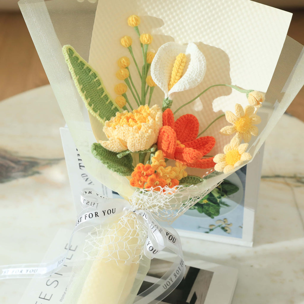 Crochet Flower Pot Forget-me-not Pink Thank You Crochet Gifts for Women Coworker Graduation & Mother's Day Gift Pink Crochet Potted Flower for Women Teacher| Handmade Knitted Potted Plant