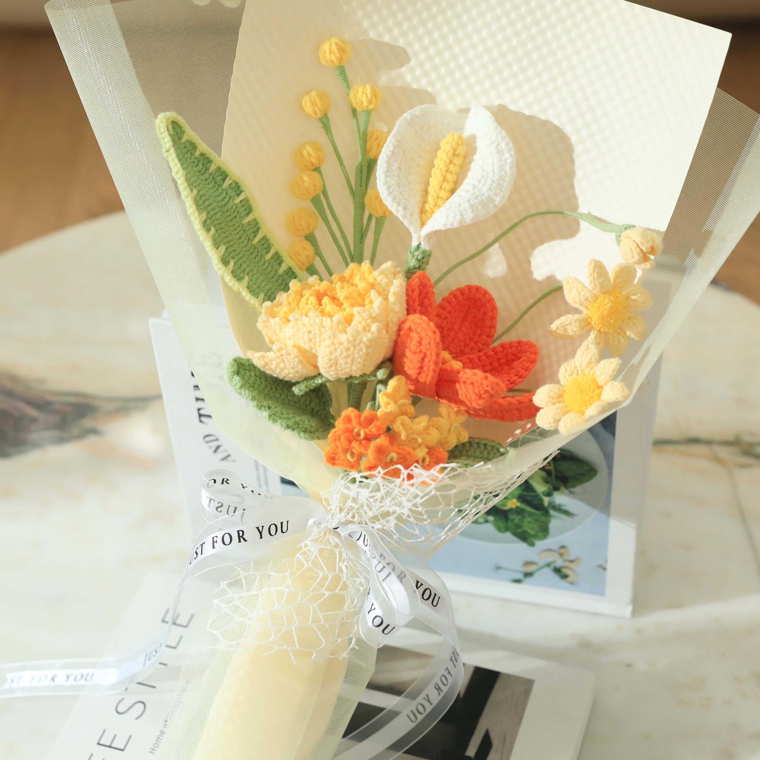 Crochet Flower Pot Forget-me-not Pink Thank You Crochet Gifts for Women Coworker Graduation & Mother's Day Gift Pink Crochet Potted Flower for Women Teacher| Handmade Knitted Potted Plant