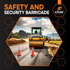 Retractable Barrier for Safety Traffic Cones - 2" OD - Large Yellow and Black Bar Barricade - for Road Construction, Parking, Warning, Temporary Security Divider (40, Orange & White, 72" x 120")