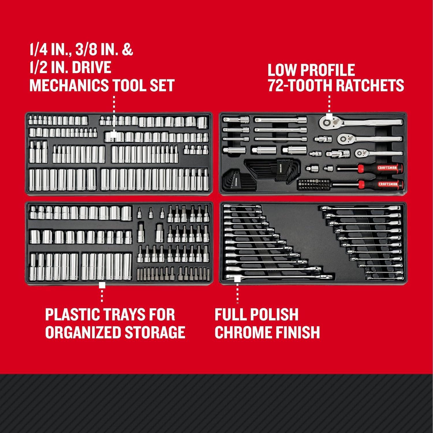 CRAFTSMAN Mechanics Tool Set, 298 Piece Hand Tool and Socket Set SAE/Metric (CMMT12139)