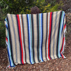 Open Road Goods Authentic Mexican Serape Blanket – 100% Cotton Falsa Blanket - Multi-Color Handmade Mexican Beach Throw (Tan/Beige)