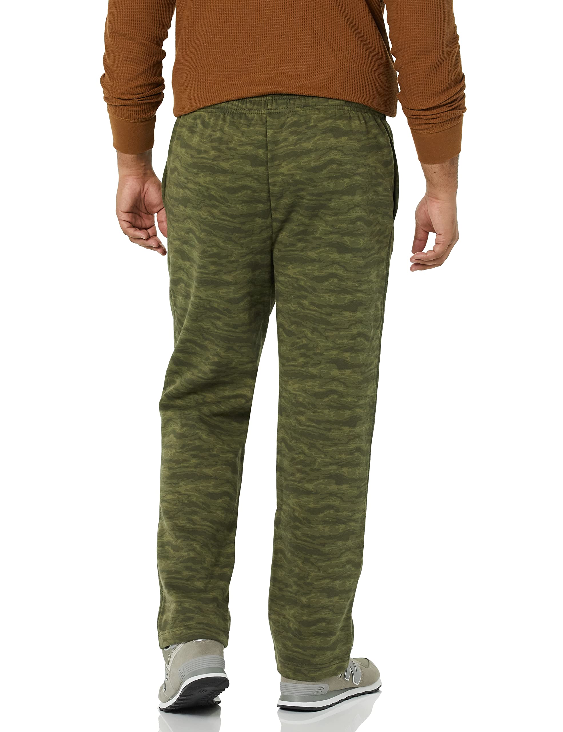 Amazon Essentials Men's Fleece Open Bottom Sweatpant (Available in Big & Tall), Military Green Abstract Camo, Large