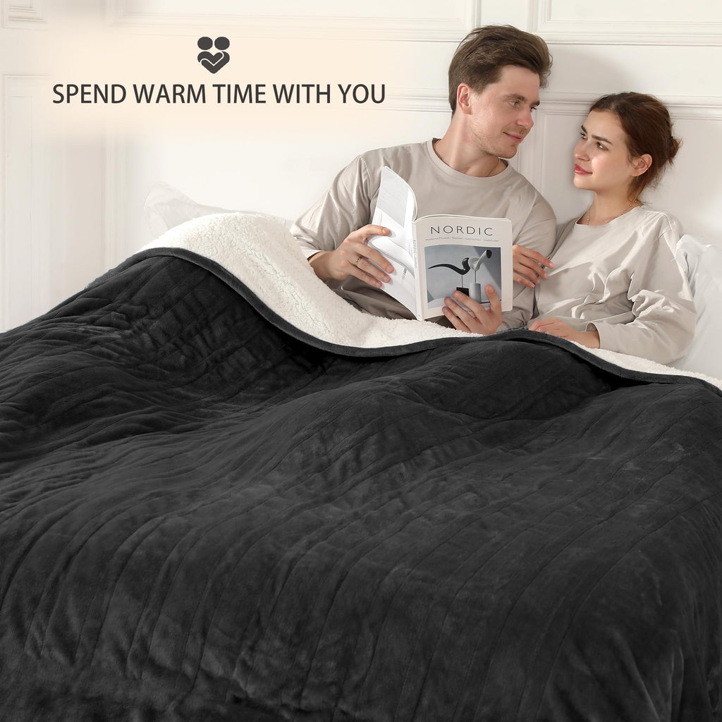 Coperta Elettrica Riscaldata Plaid con 5 Livelli di Riscaldamento e Spegnimento Automatico dopo 4 Ore, Plaid Riscaldato 50"x60" con Certificazione ETL e FCC per Casa e Ufficio, Lavabile in Lavatrice, Grigio Scuro