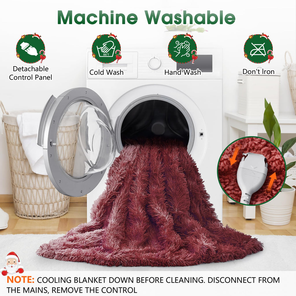 Elektrische Heizdecke mit Kunstpelz, Größe mit flauschigem Sherpa-Rücken, wärmende Plüschdecke Geschenk, weiche Heizdecken mit 10 Wärmeeinstellungen, 5 Zeiteinstellungen, ETL 50"x60", Anthrazitgrau