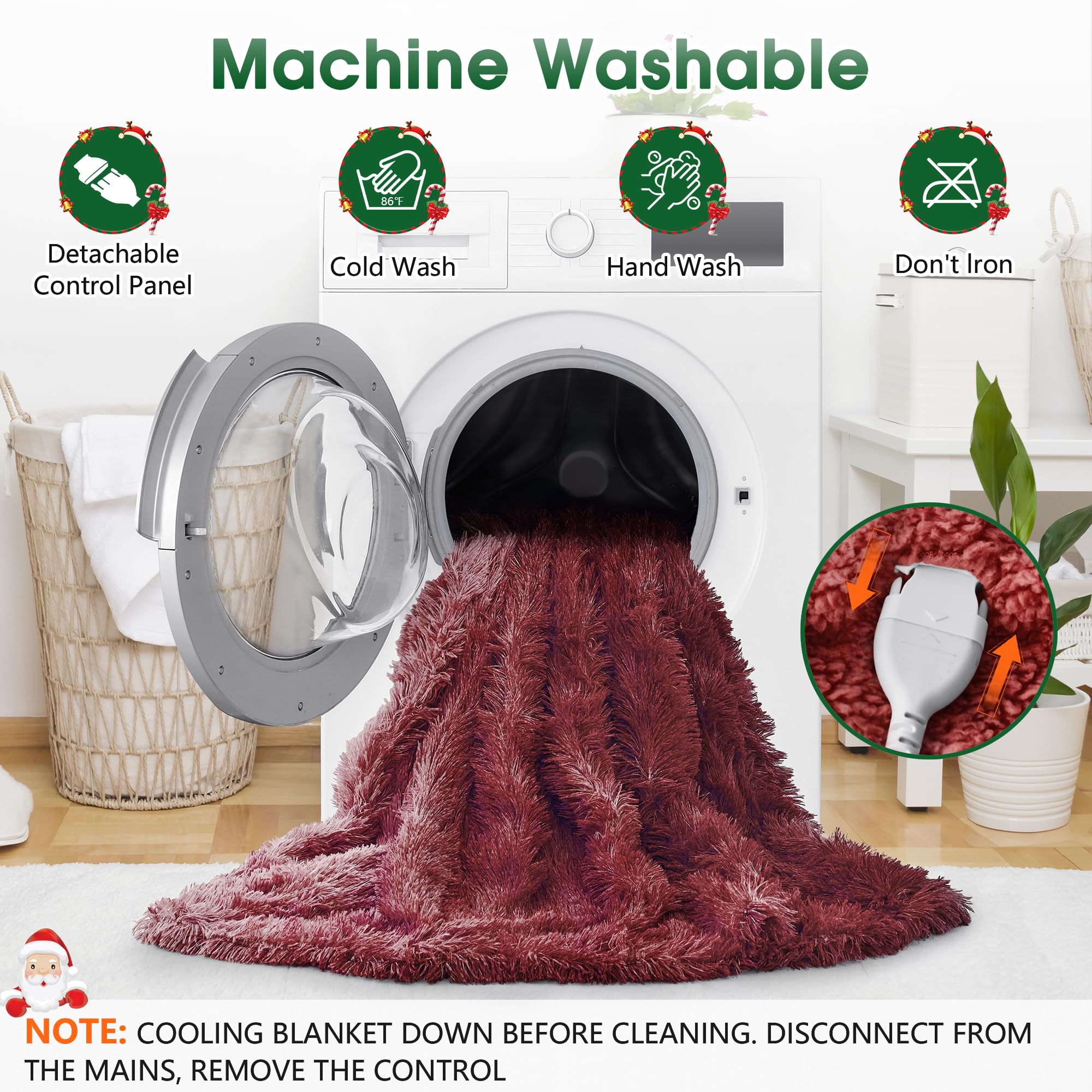 Elektrische Heizdecke mit Kunstpelz, Größe mit flauschigem Sherpa-Rücken, wärmende Plüschdecke Geschenk, weiche Heizdecken mit 10 Wärmeeinstellungen, 5 Zeiteinstellungen, ETL 50"x60", Anthrazitgrau