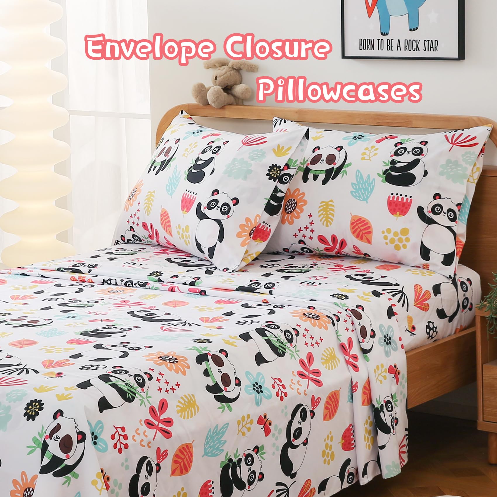 ست ملحفه کودکان یونیکورن صورتی JSD، سایز تویین، ۳ تکه، ملحفه‌های رختخواب میکروفایبر چاپ شده با طرح رنگین کمان برای دختران، جیب عمیق